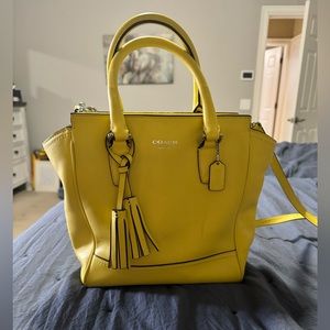 NWT COACH Mini Tanner Leather Crossbody Satchel Purse SummerYellow Handbag